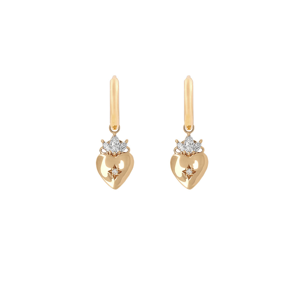 Claddagh North Star Diamond Gold Earrings - 14k Gold