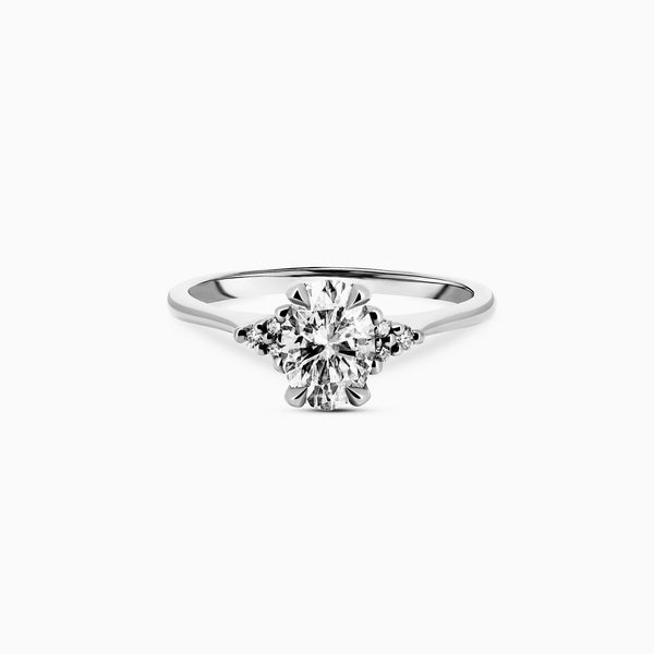 Dewlight 1ct Lab-Grown Diamond Oval Engagement Ring - 14k White Gold Polished Band