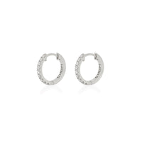 Thumbnail of Today Classic Diamond Eternity Huggies - 14k White Gold Earrings