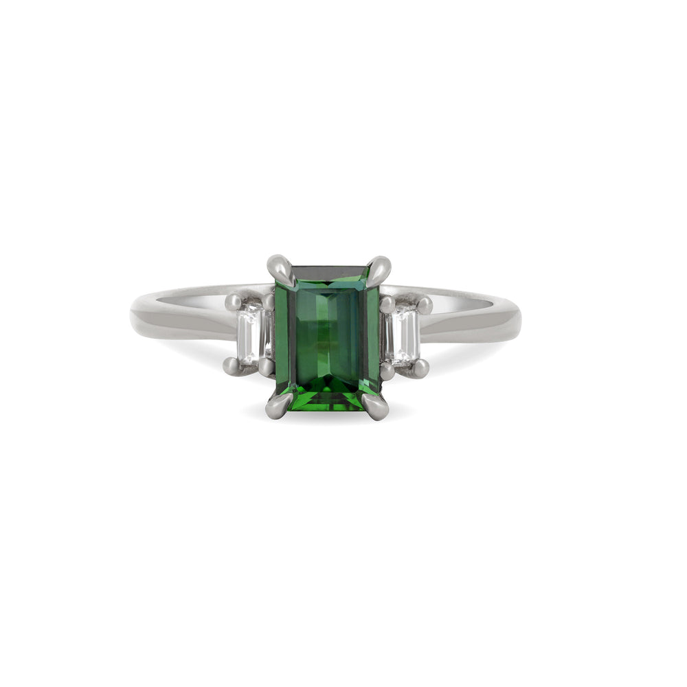 Hero 1ct Green Tourmaline Ring - 14k White Gold