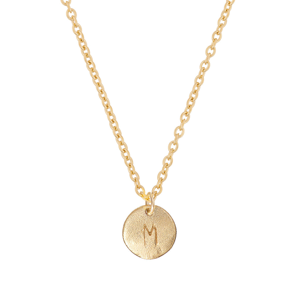 Midi Disc Necklace - 14k Gold Initial Letter - One Disc