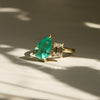 Thumbnail of One of A Kind 2.7ct Emerald Pear & 0.8ct Lab Grown Diamond - 14k Gold Polished Band