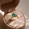 Thumbnail of One of A Kind 2ct Emerald Pear with Lab Grown Diamond Cluster - 14k Gold Polished Band