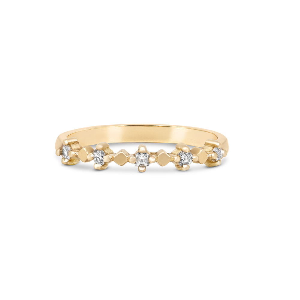 Stars in the Sky Five Diamond Ring - 14k Gold Polished Band