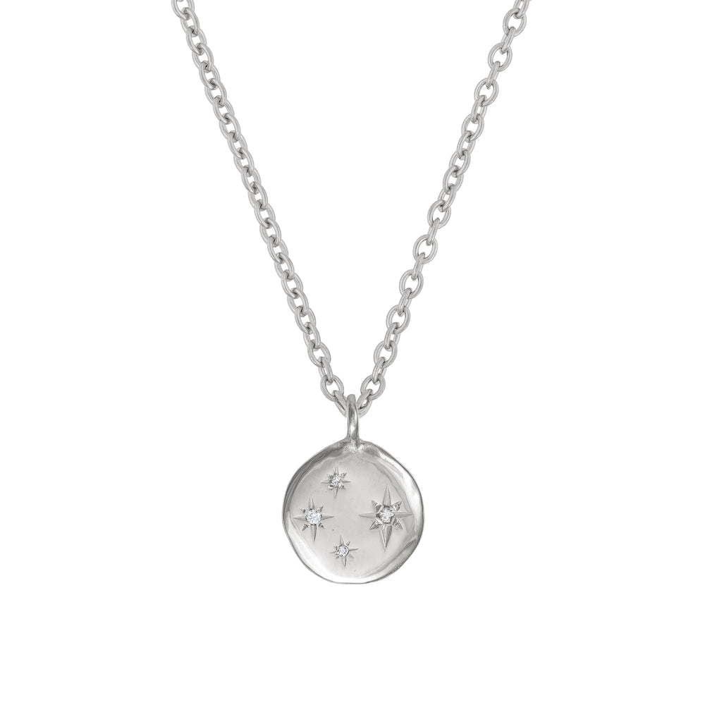 Stars in the Sky Four Diamond Necklace - 14k White Gold