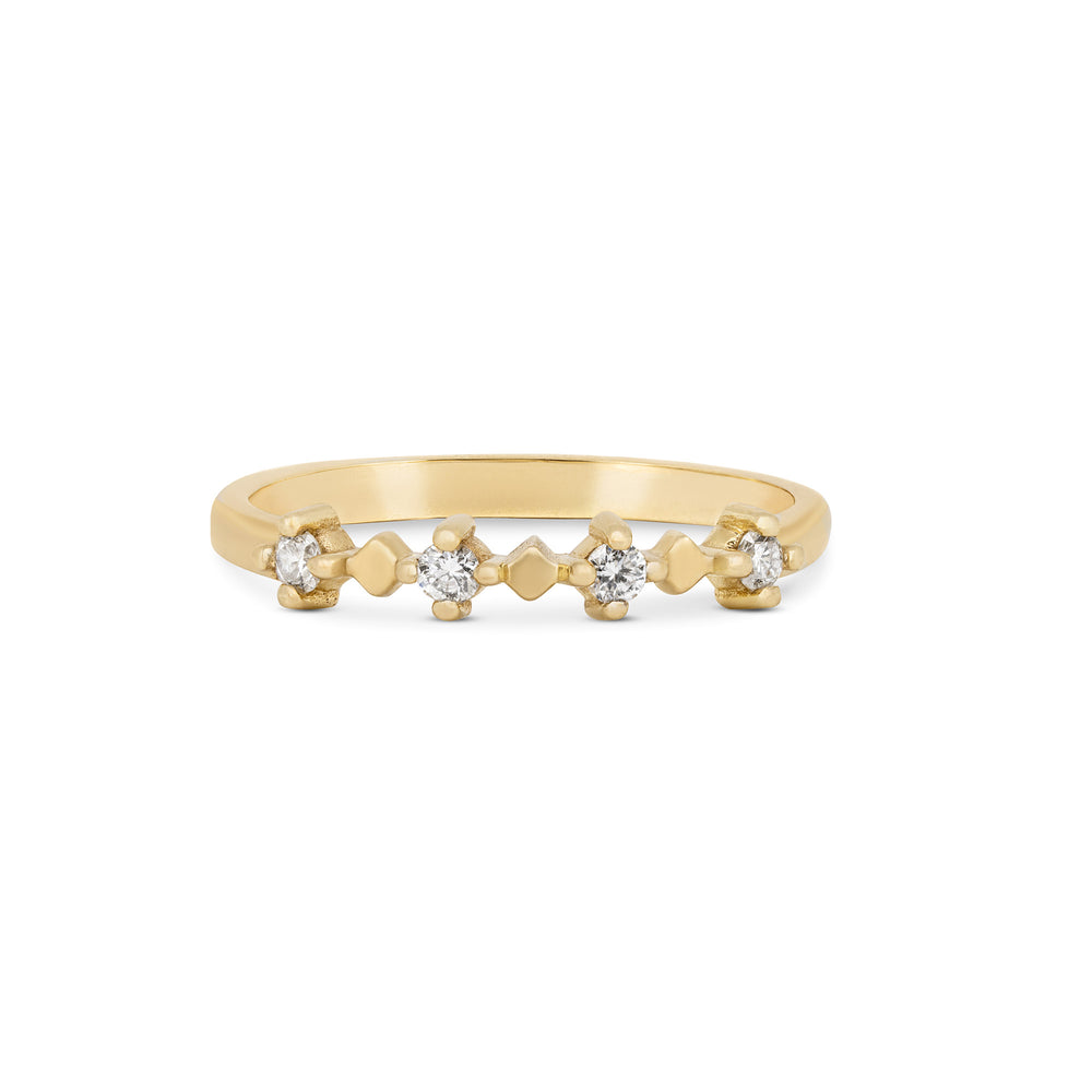 Stars in the Sky Four Diamond Ring - 14k Gold Polished Band