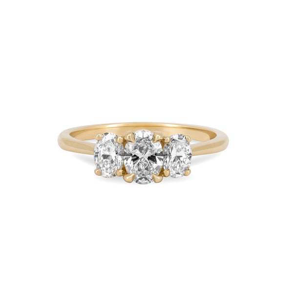 Trilogy Oval 1ct Lab-Grown Diamond Engagement Ring - 14k Gold Polished Band