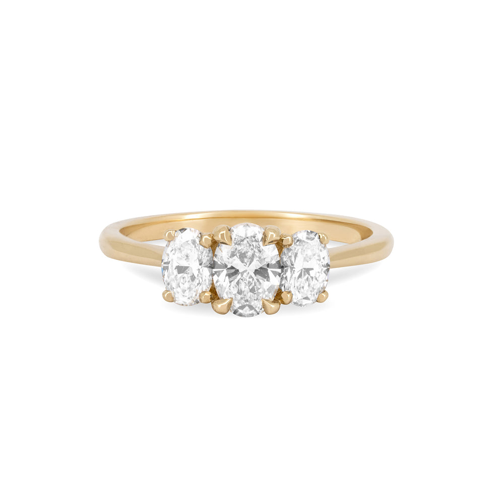 Trilogy Oval 1ct Lab-Grown Diamond Engagement Ring - 14k Gold Polished Band