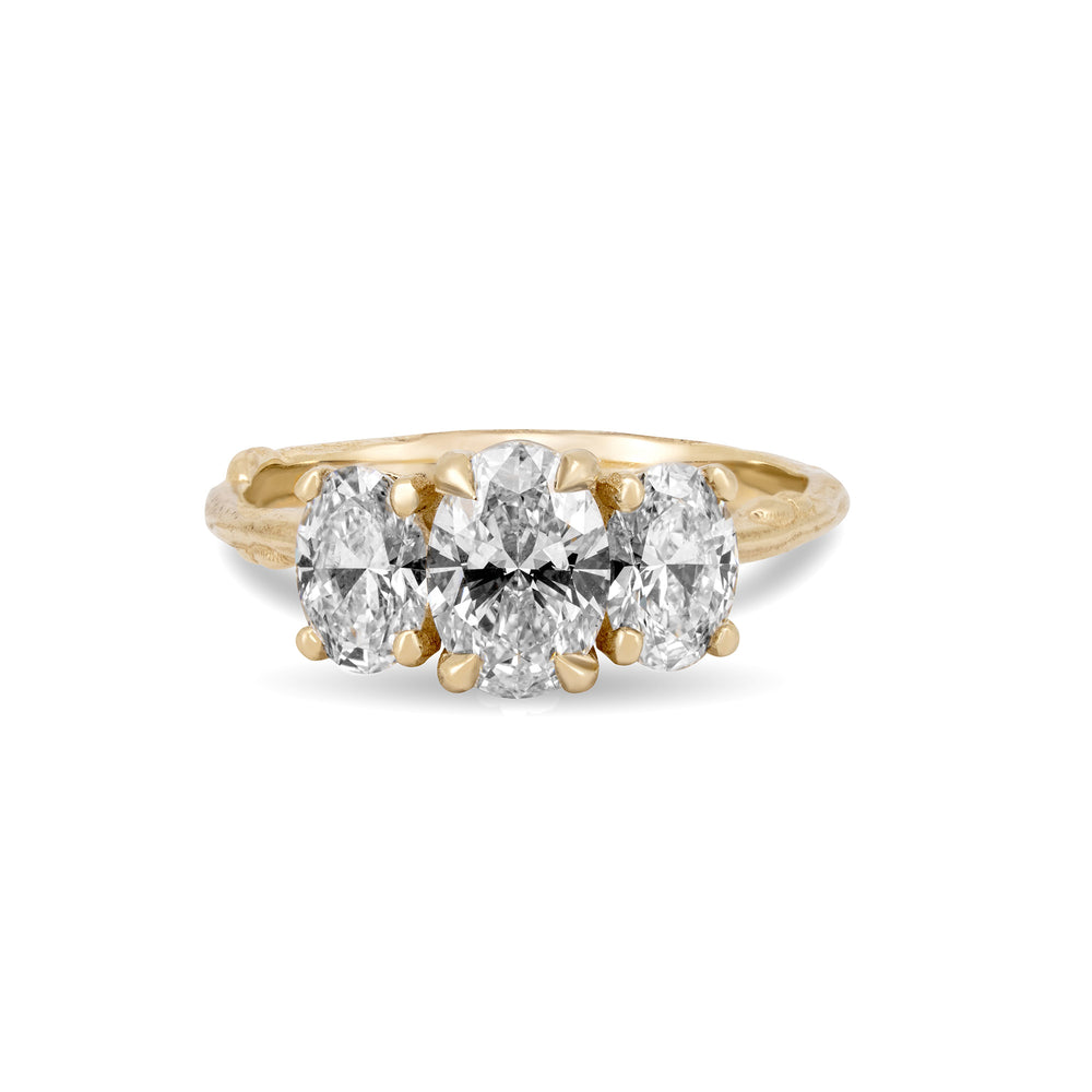 Trilogy Oval 2ct Lab-Grown Diamond Engagement Ring - 14k Gold Twig Band