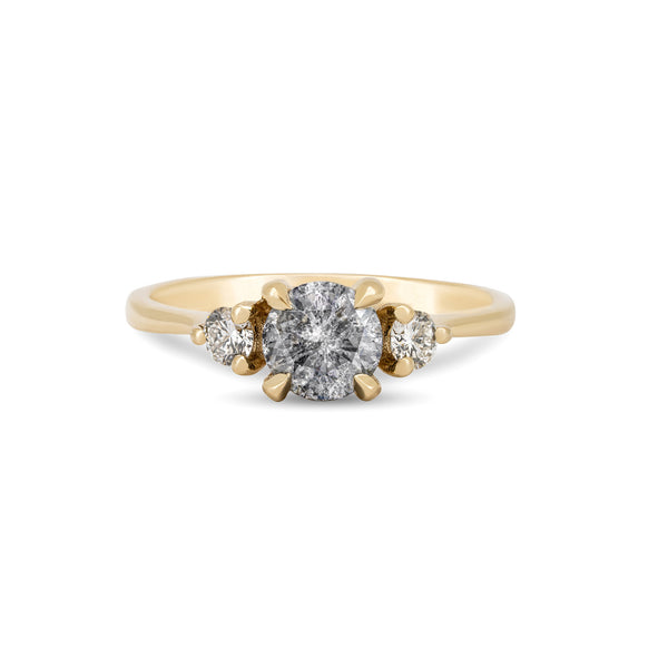 You, Me & Magic 1ct Grey Diamond Engagement Ring - 14k Gold Twig Band