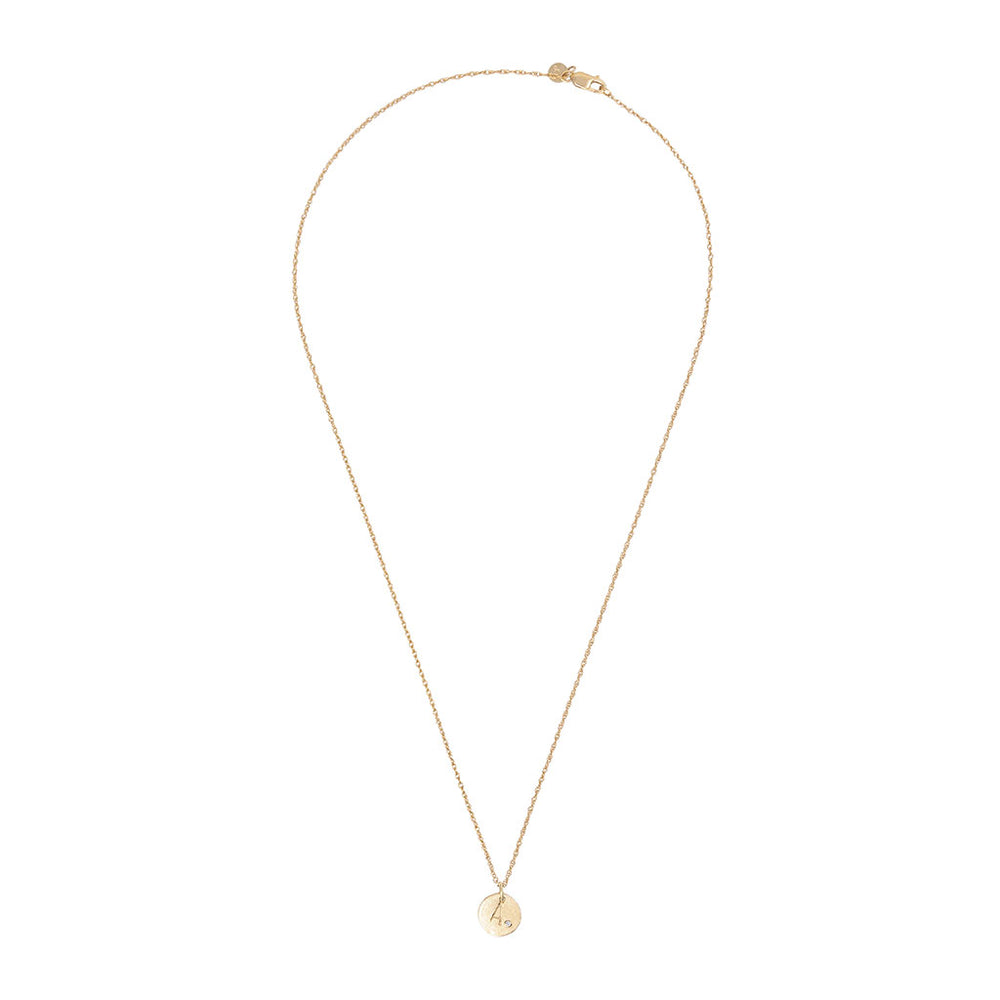 Gold Initial Letter Midi Disc Necklace With Diamond | Chupi