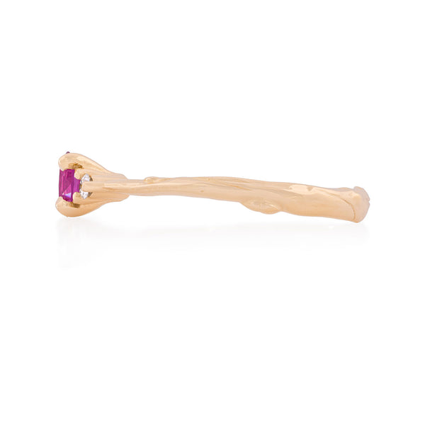 Alternative view of Love is All 0.5ct Pink Sapphire Engagement Ring - 14k Gold Twig Band