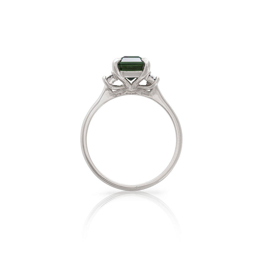 White Gold Hero | Polished Gold Green Tourmaline & Diamond Ring | Chupi